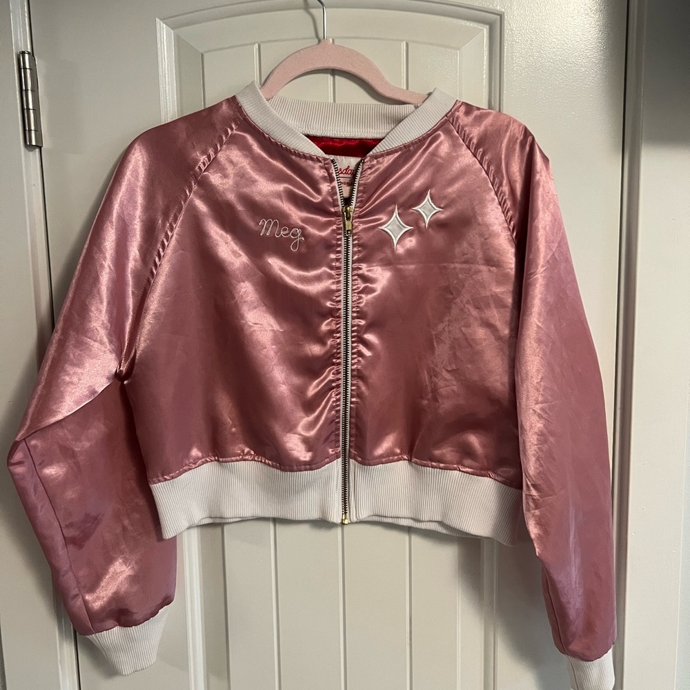 Pink Satin Bomber Jacket